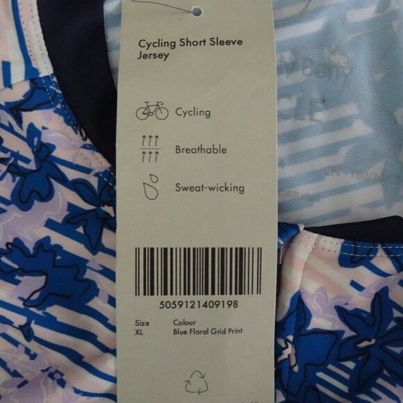 Sweaty Betty Biking Jersey Women's Size XL Blue Floral Cycling Short Sleeve - Picture 9 of 9